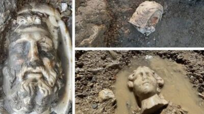 During the excavations at ancient Aizanoi accidentally found the heads of some Greek gods