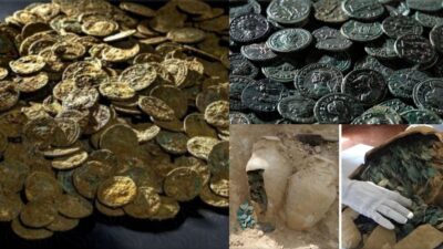 In Switzerland A farmer unearths a huge treasure of more than 4,000 ancient Roman coins
