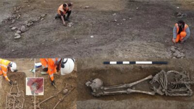 Archaeologists from oxford archaeology have found a roman cemetery containing decapitated skeletons